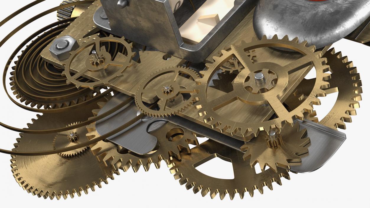 Clockwork Gear with Counter Mechanism Bronze 3D model