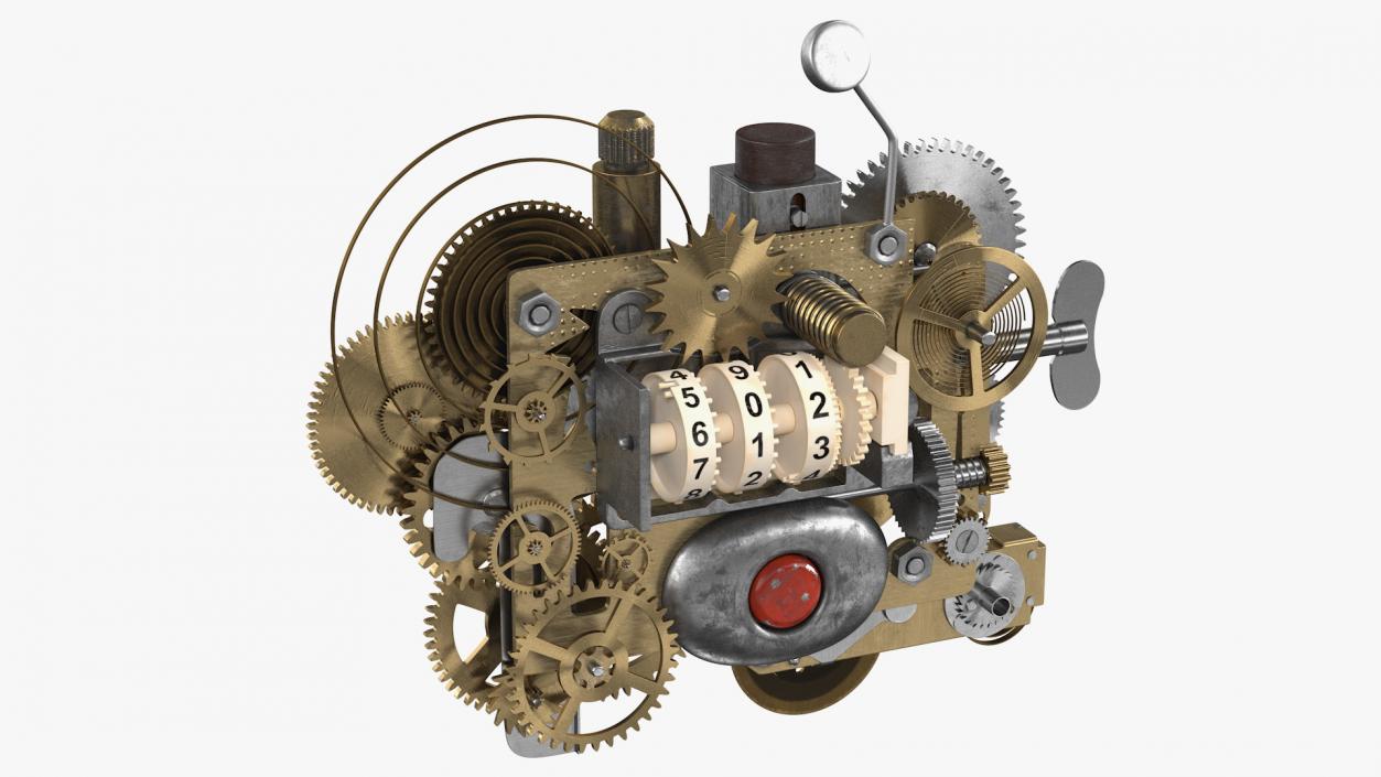 Clockwork Gear with Counter Mechanism Bronze 3D model