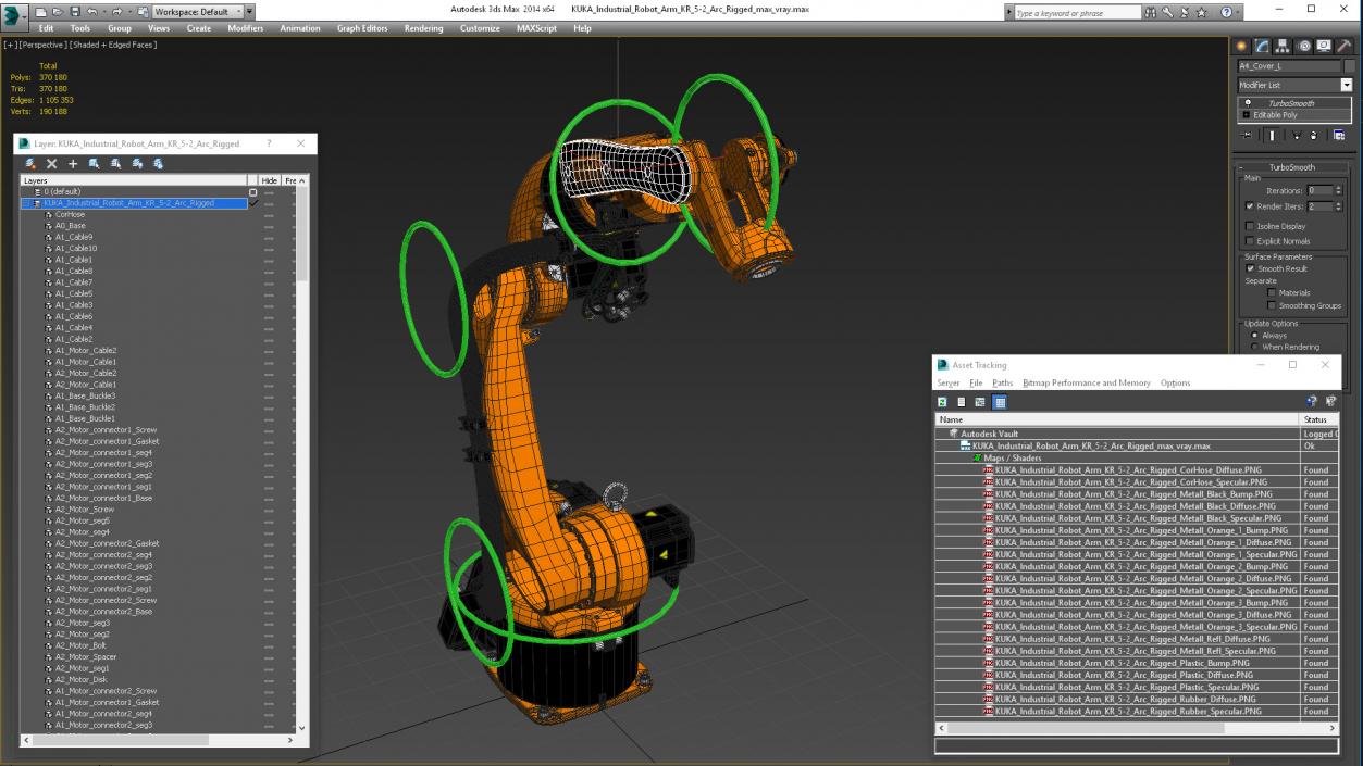 3D KUKA Industrial Robot Arm KR 5-2 Arc Rigged model