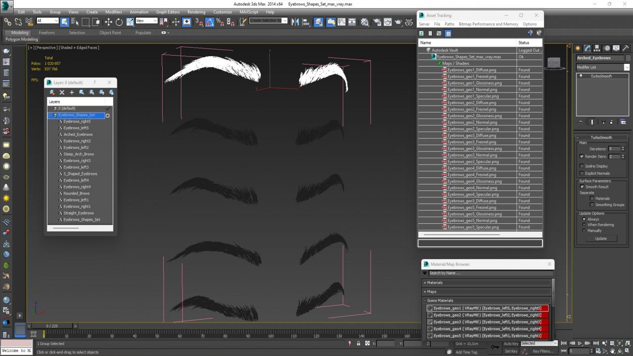 3D Eyebrows Shapes Set 2