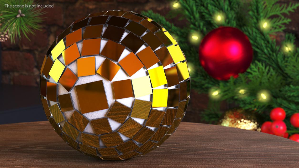 Small Christmas Tree Discoball Golden 3D