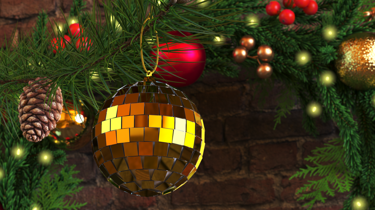 Small Christmas Tree Discoball Golden 3D