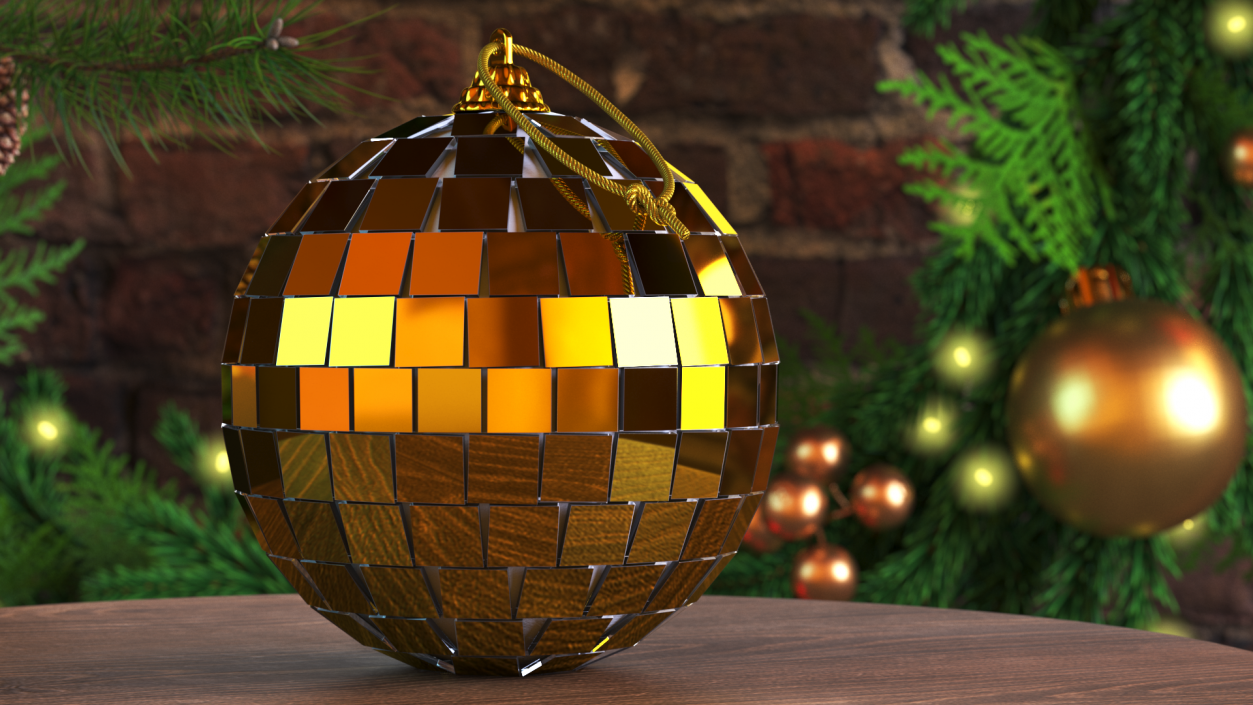 Small Christmas Tree Discoball Golden 3D