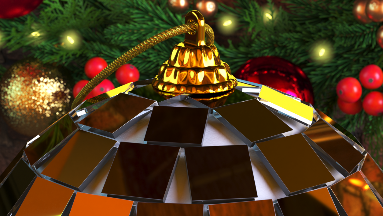 Small Christmas Tree Discoball Golden 3D