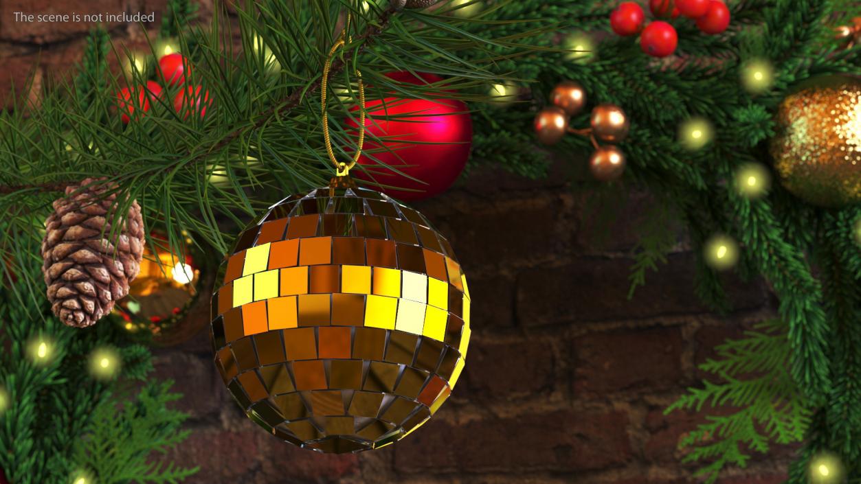 Small Christmas Tree Discoball Golden 3D