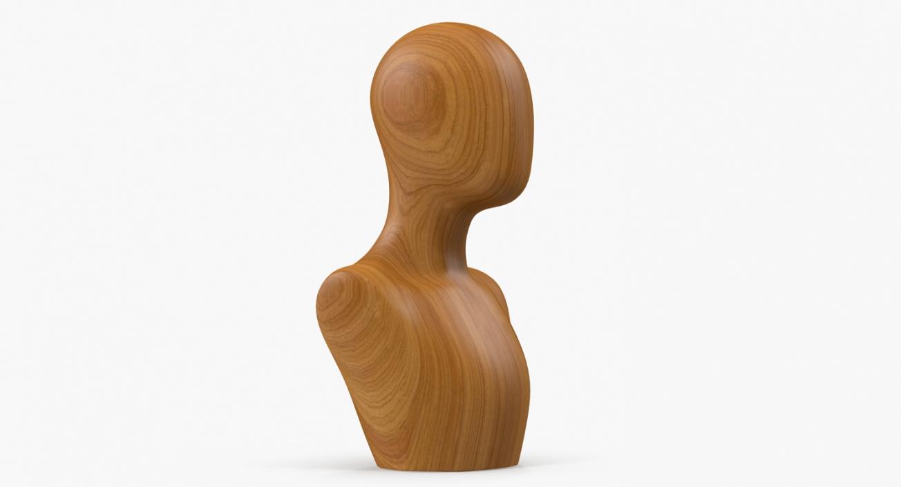 Solid Wood Female Mannequin Head 3D