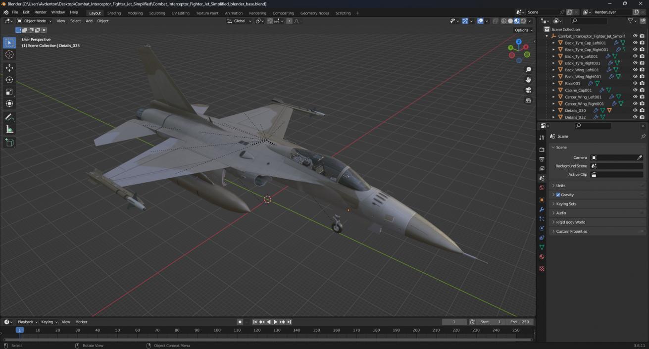 3D Combat Interceptor Fighter Jet Simplified