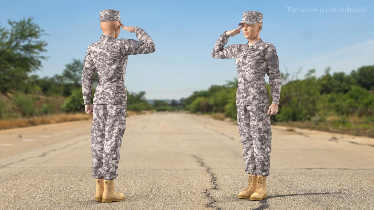 Female Soldier Military ACU Rigged 3D model