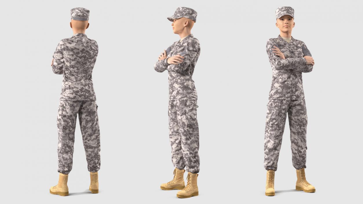 Female Soldier Military ACU Rigged 3D model