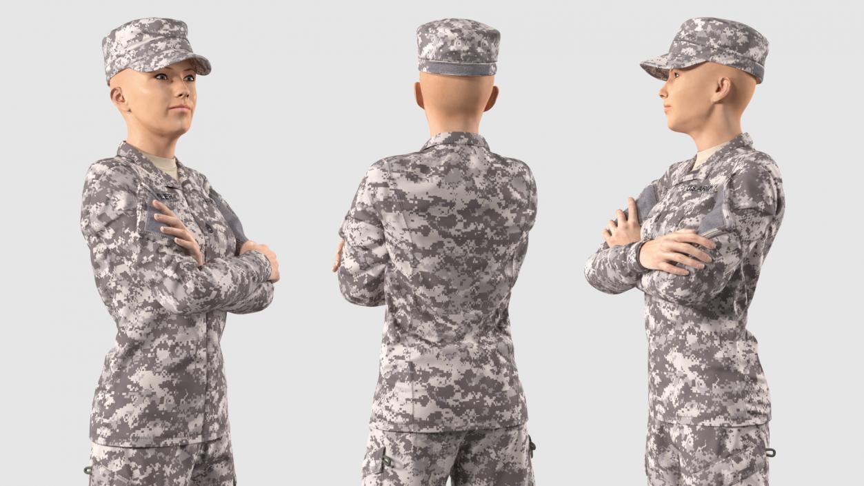 Female Soldier Military ACU Rigged 3D model