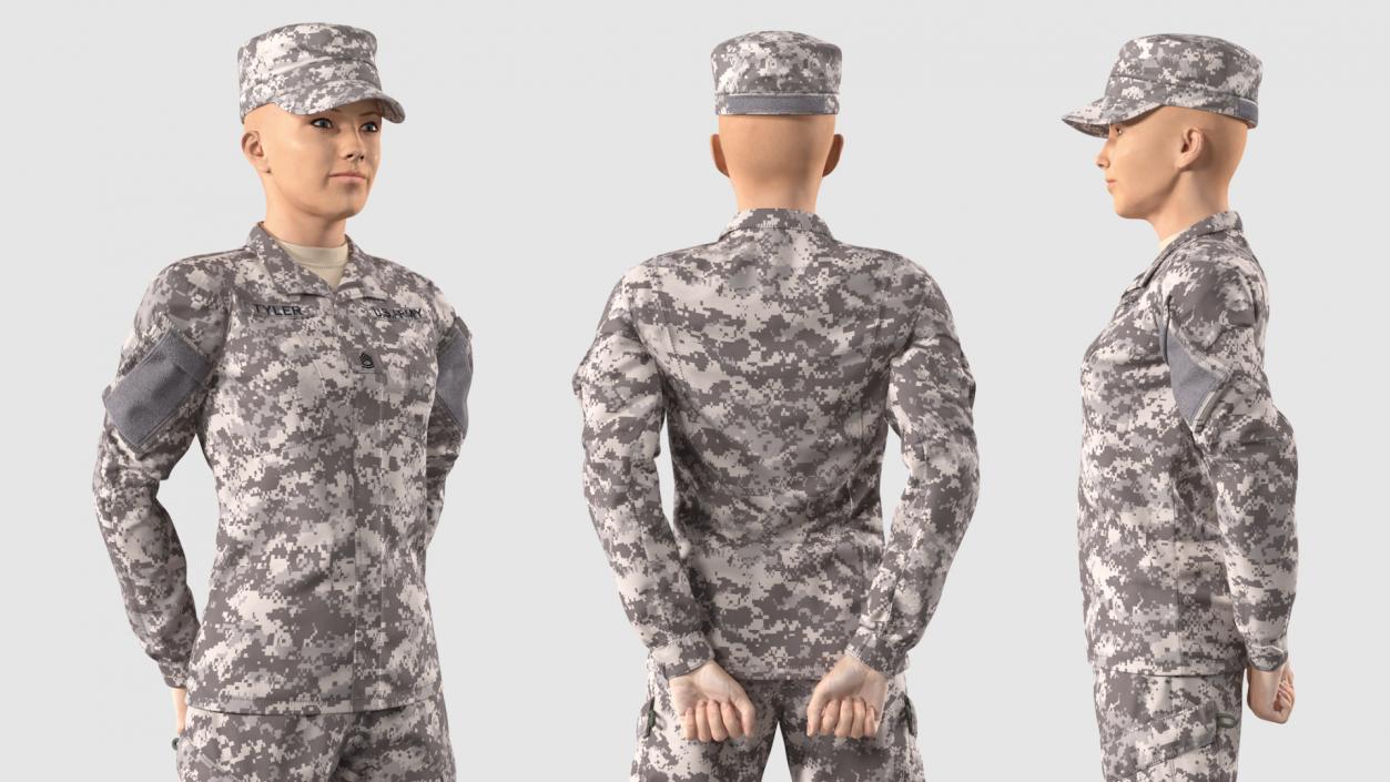 Female Soldier Military ACU Rigged 3D model