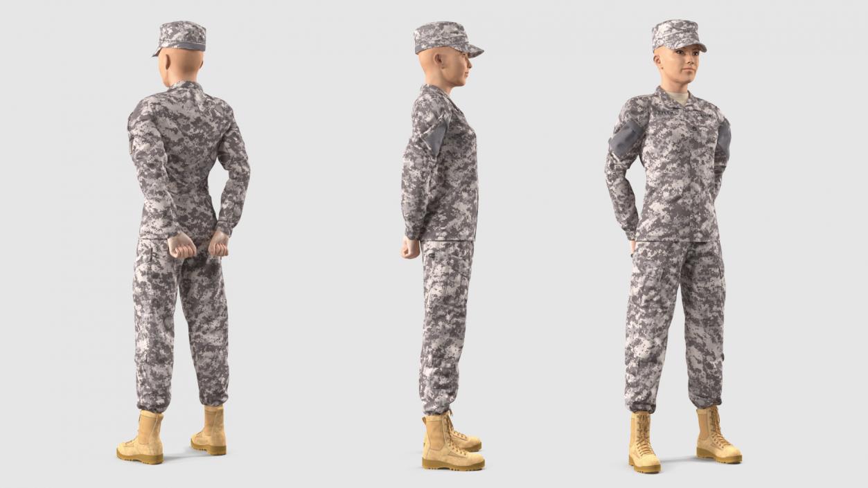 Female Soldier Military ACU Rigged 3D model