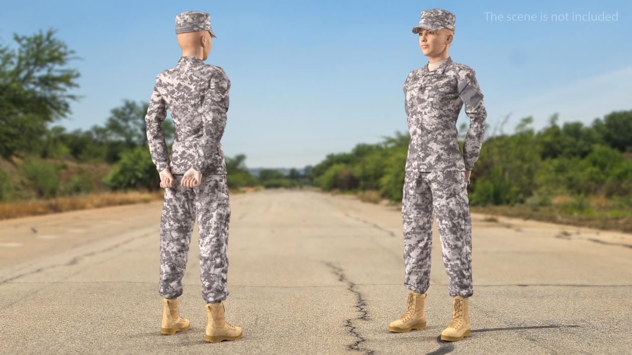 Female Soldier Military ACU Rigged 3D model