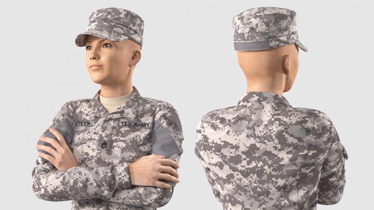 Female Soldier Military ACU Rigged 3D model