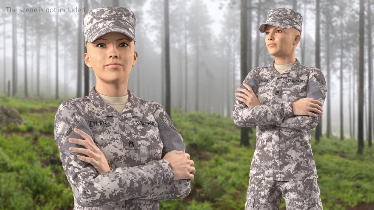 Female Soldier Military ACU Rigged 3D model