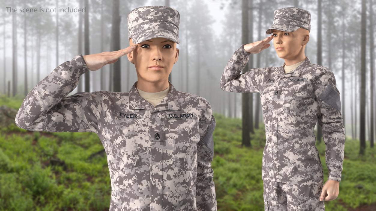 Female Soldier Military ACU Rigged 3D model