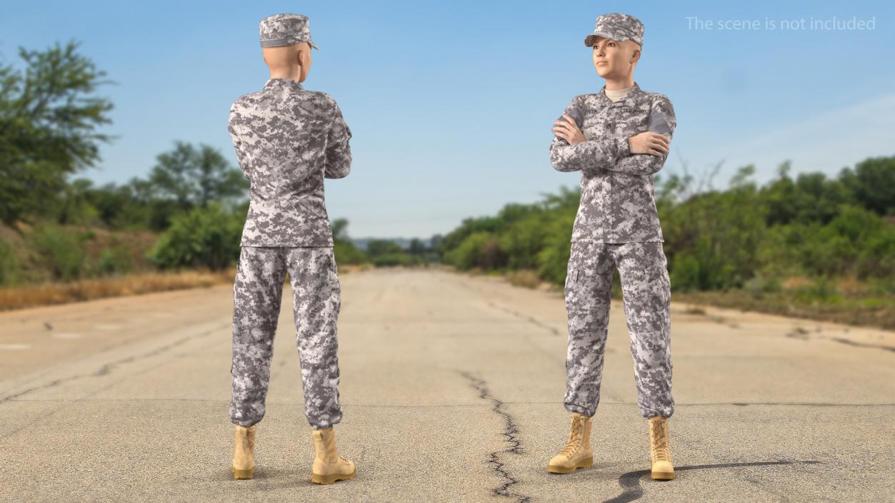 Female Soldier Military ACU Rigged 3D model