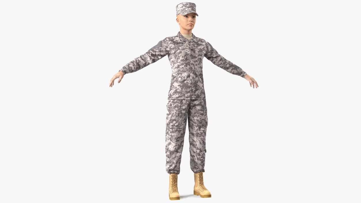 Female Soldier Military ACU Rigged 3D model