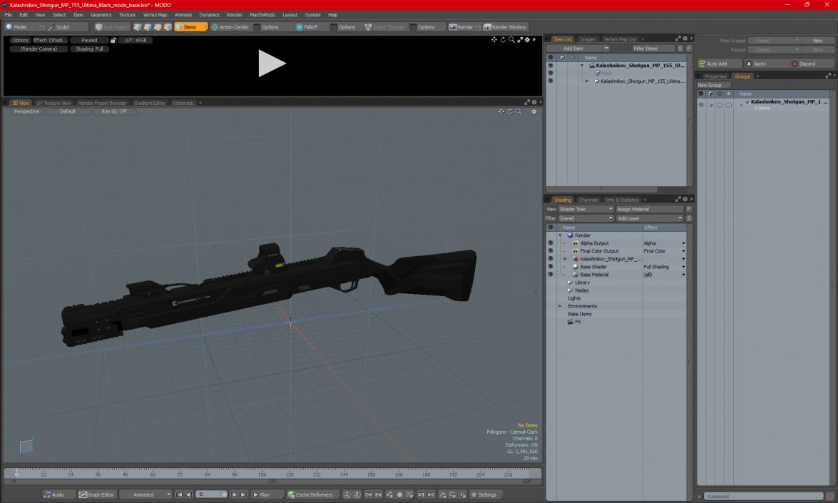 Kalashnikov Shotgun MP 155 Ultima Black 3D model