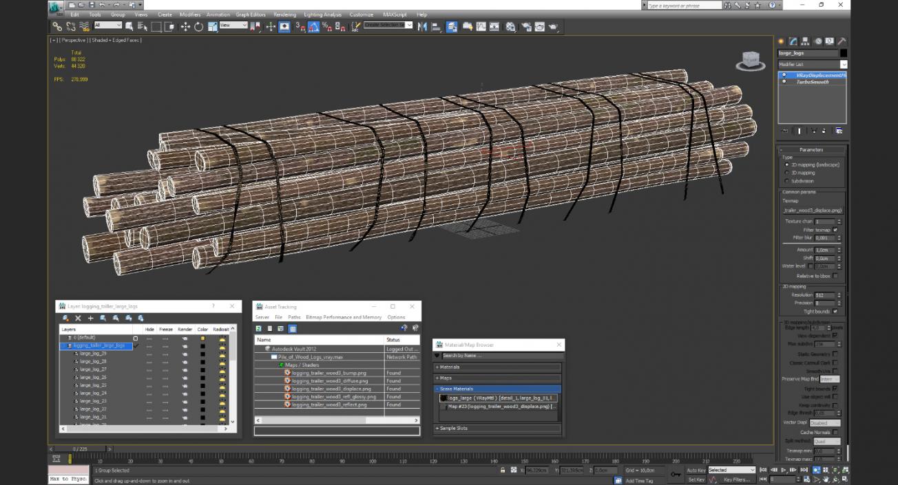 Pile of Wood Logs 3D