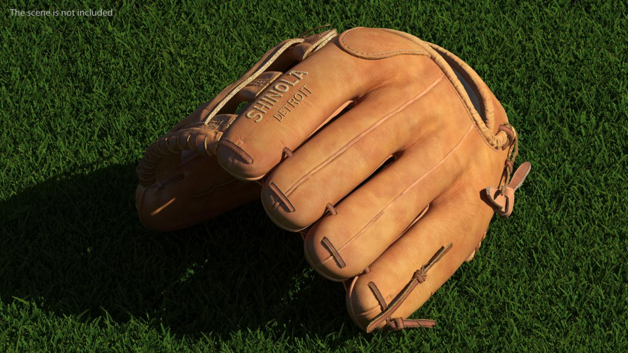 3D Outfield Pitcher Baseball Glove Shinola Fur model