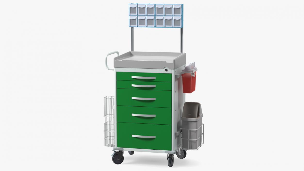 3D General Purpose Medical Cart with Organizer model