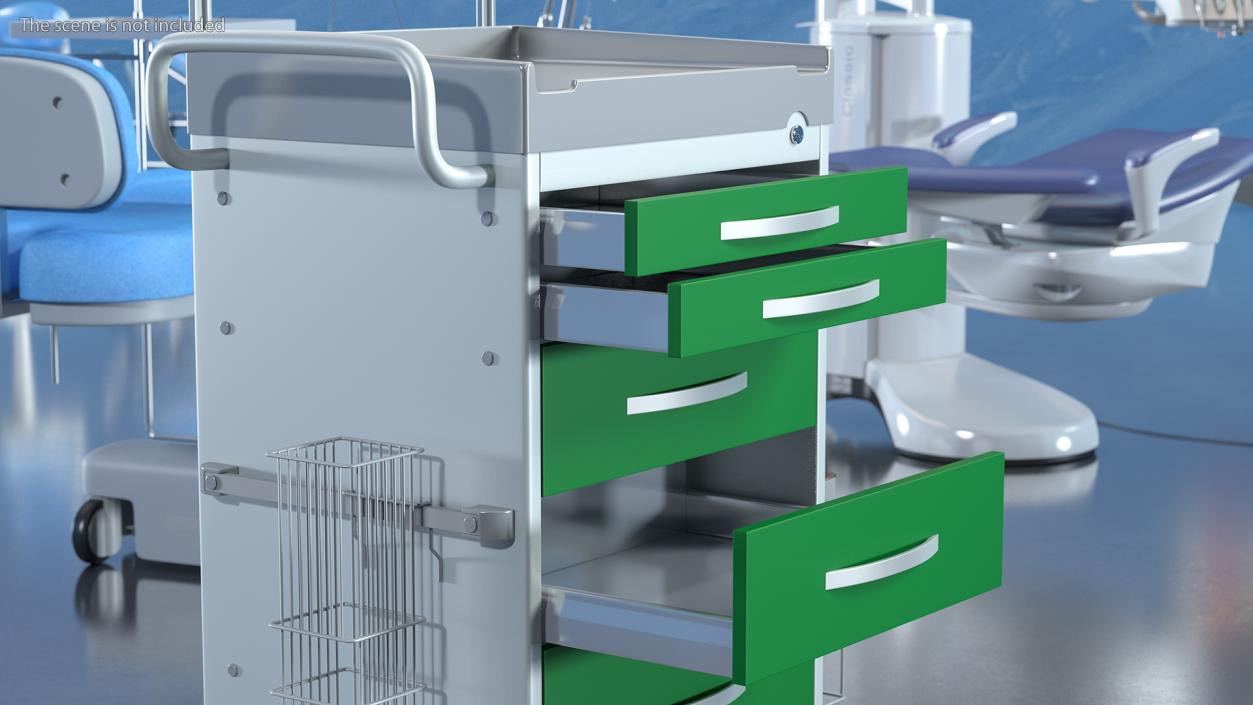 3D General Purpose Medical Cart with Organizer model