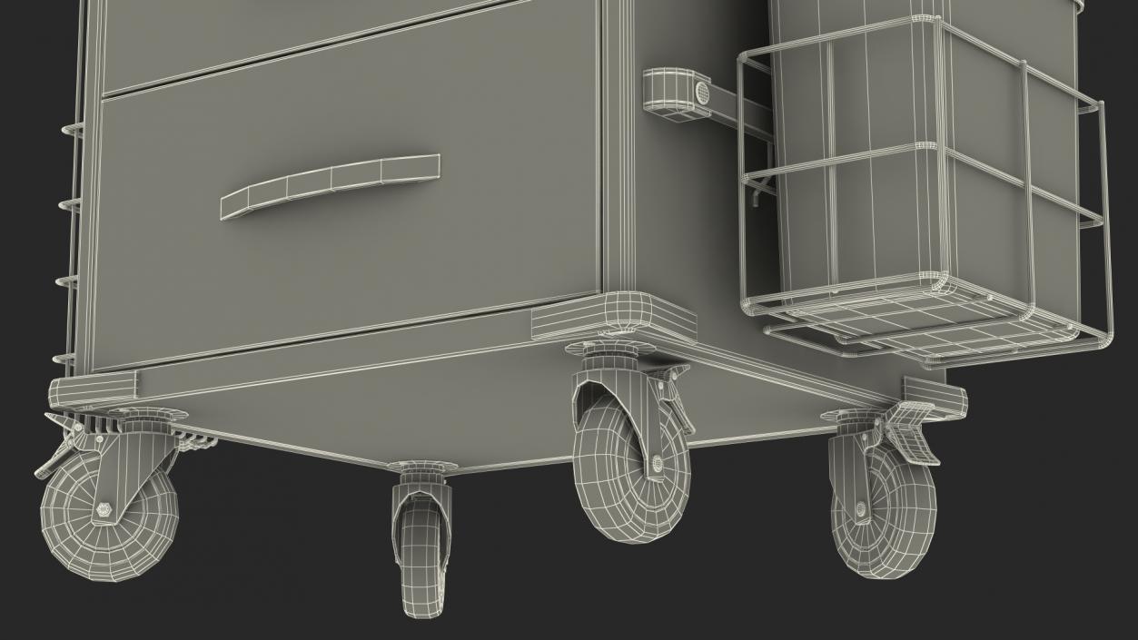 3D General Purpose Medical Cart with Organizer model