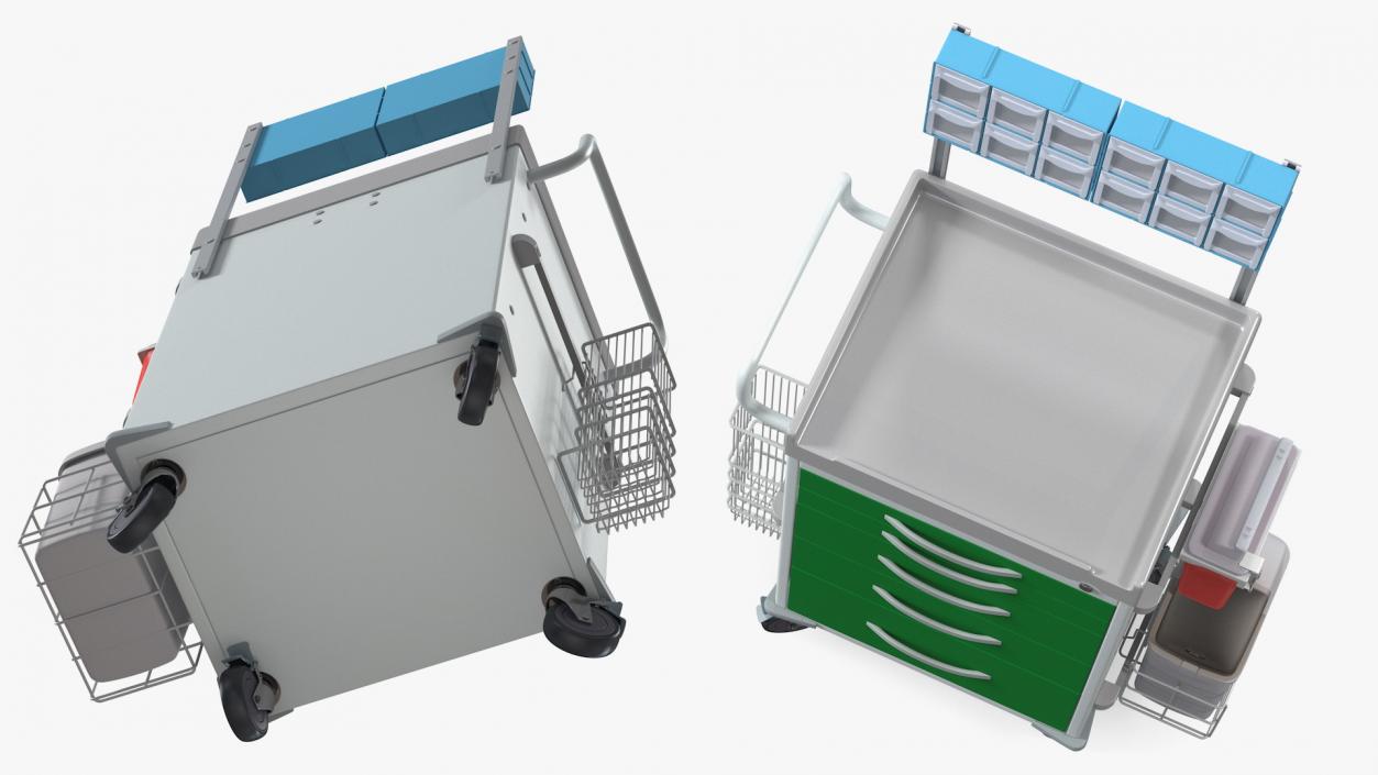 3D General Purpose Medical Cart with Organizer model