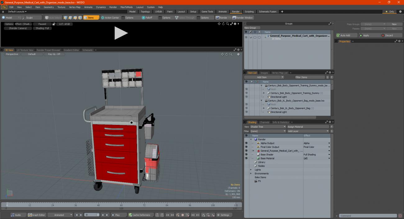 3D General Purpose Medical Cart with Organizer model