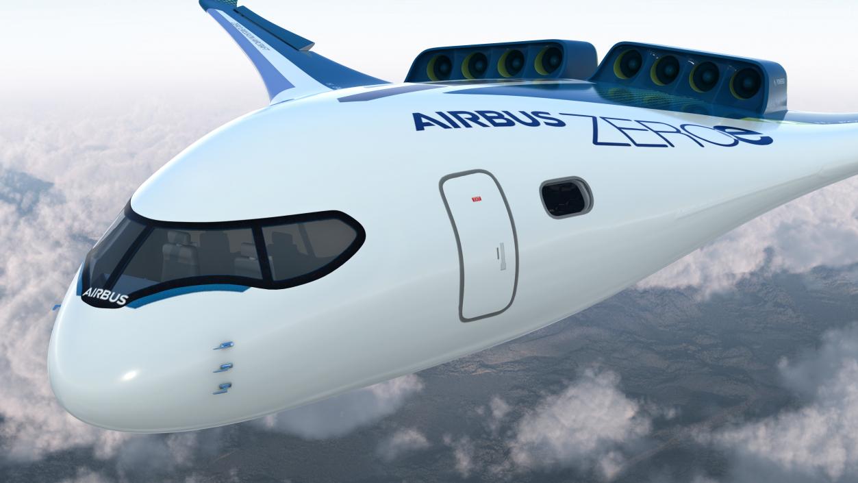 3D Airbus ZEROe Blended-Wing Body Rigged for Maya