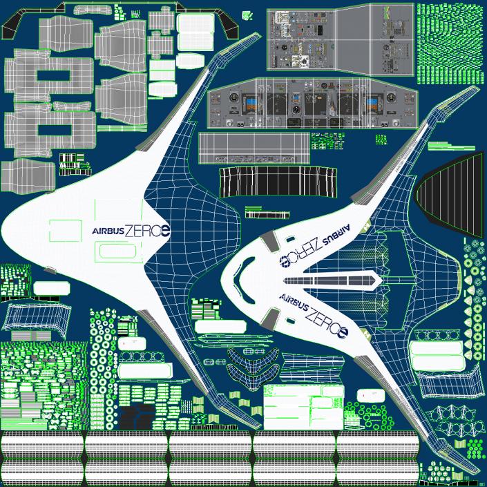 3D Airbus ZEROe Blended-Wing Body Rigged for Cinema 4D