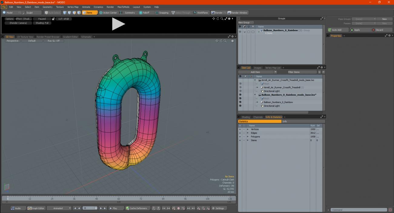 3D model Balloon Numbers 0 Rainbow