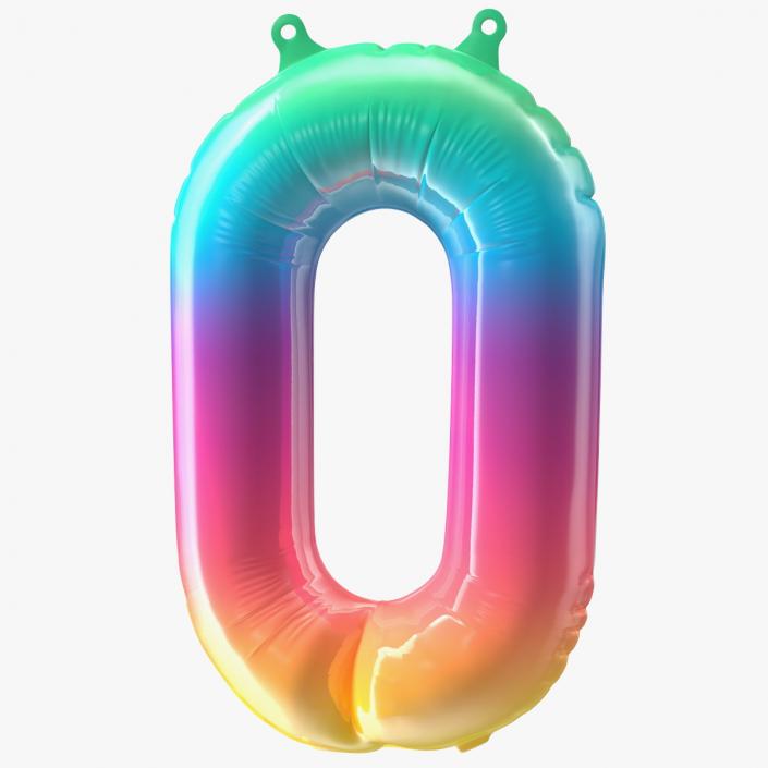 3D model Balloon Numbers 0 Rainbow