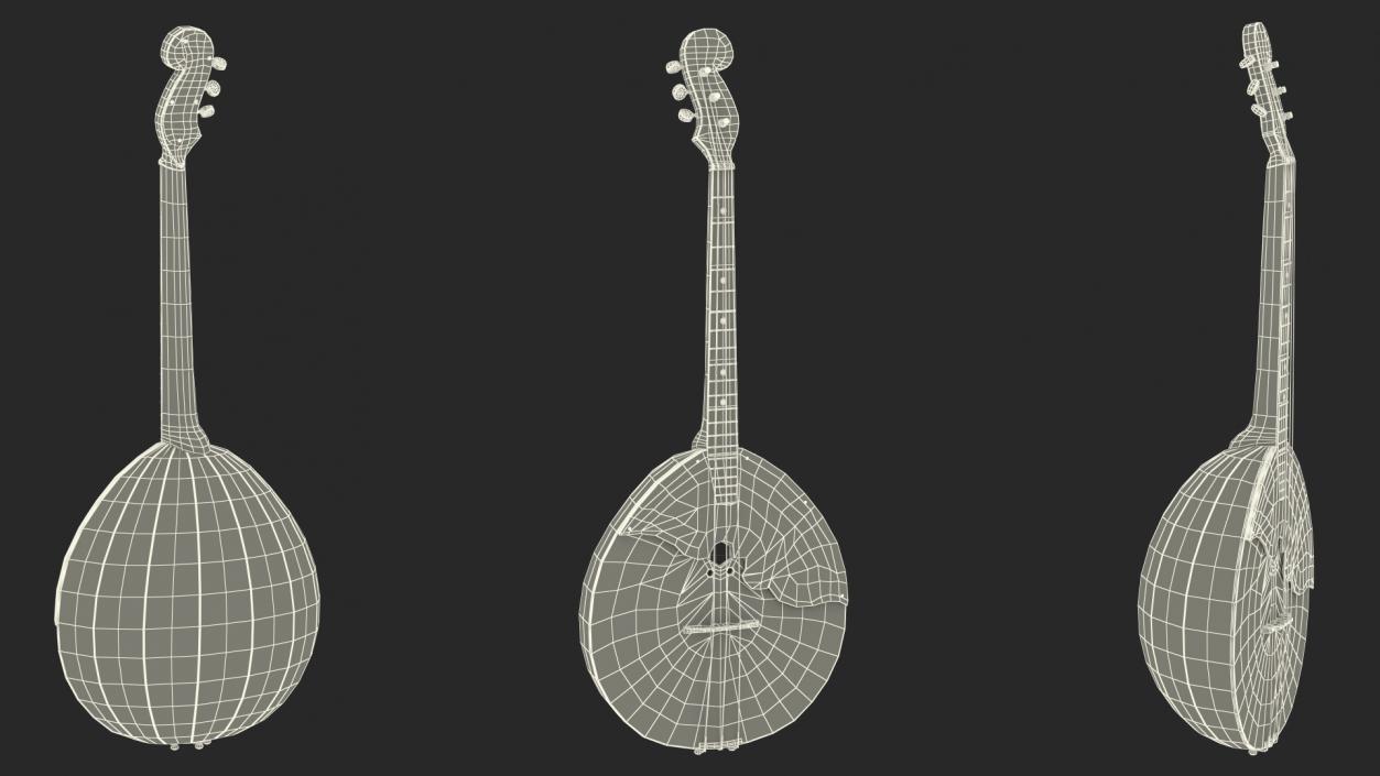 Domra Alto Three String Folk Instrument 3D model