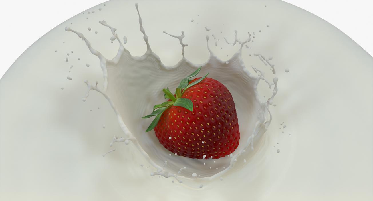 Strawberry Milk Splash 3D