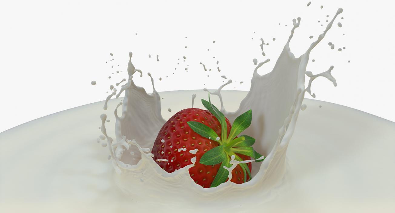 Strawberry Milk Splash 3D