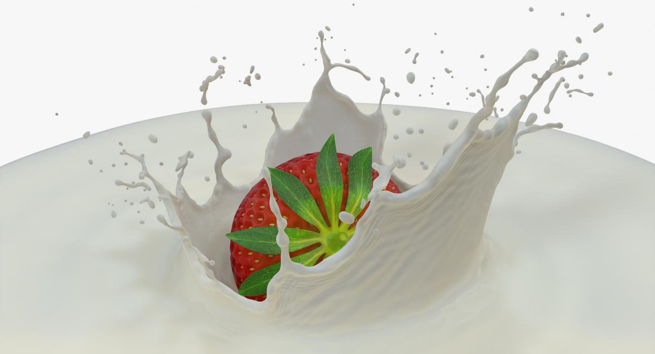 Strawberry Milk Splash 3D