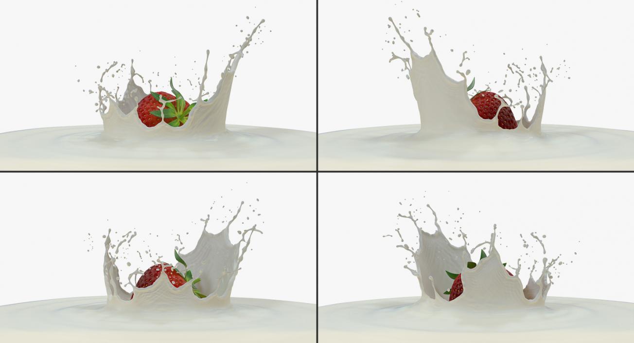 Strawberry Milk Splash 3D