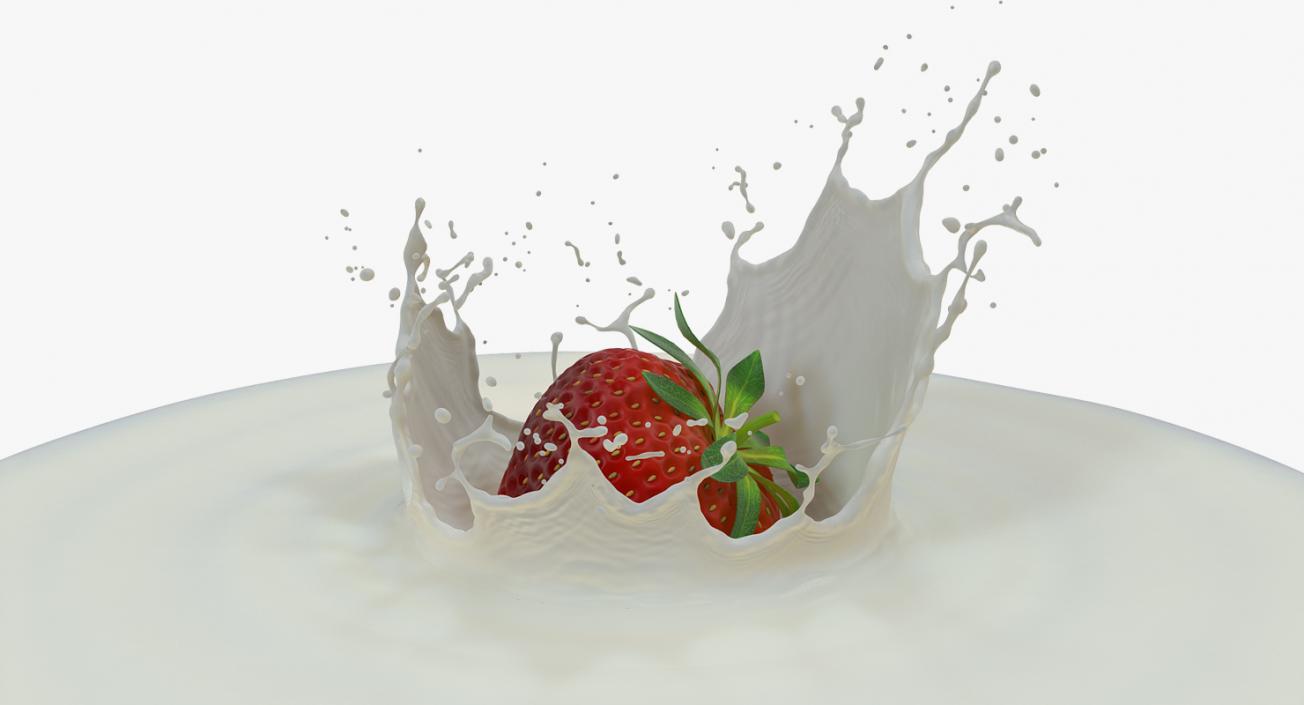 Strawberry Milk Splash 3D