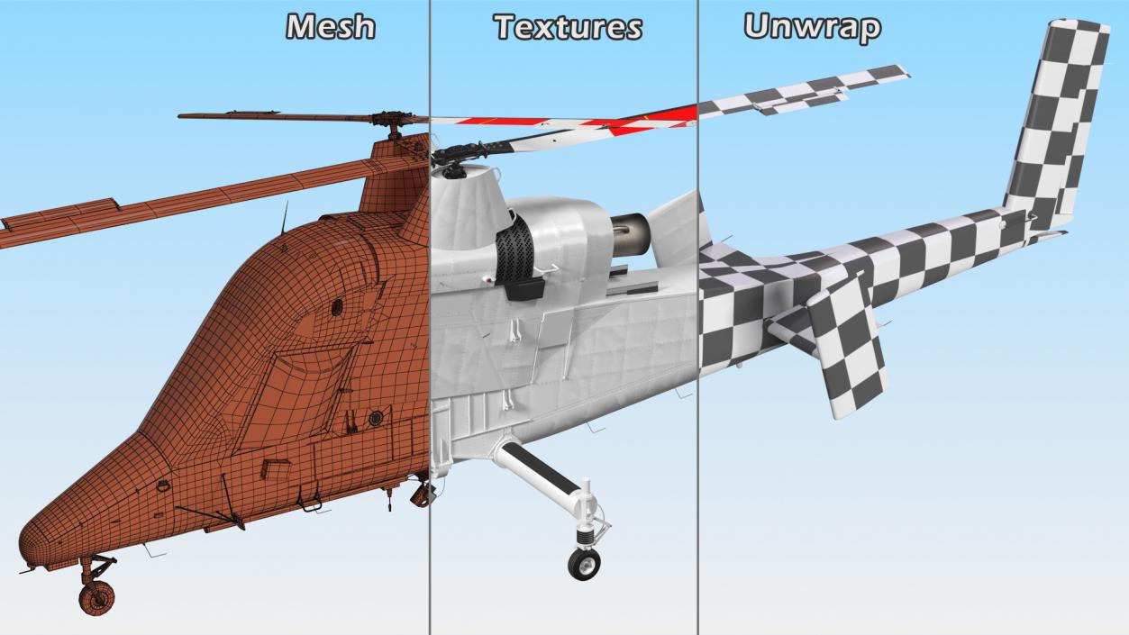 Synchropter Helicopter Rigged 3D model