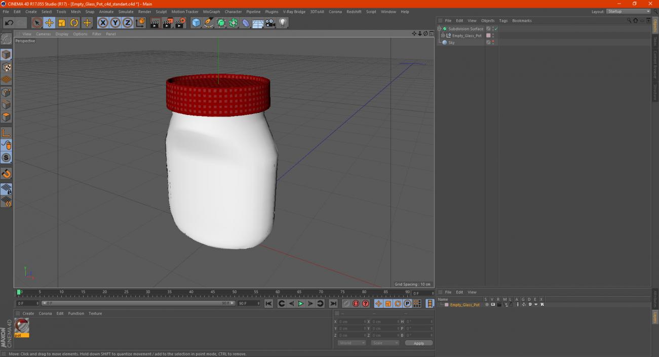 3D model Empty Glass Pot