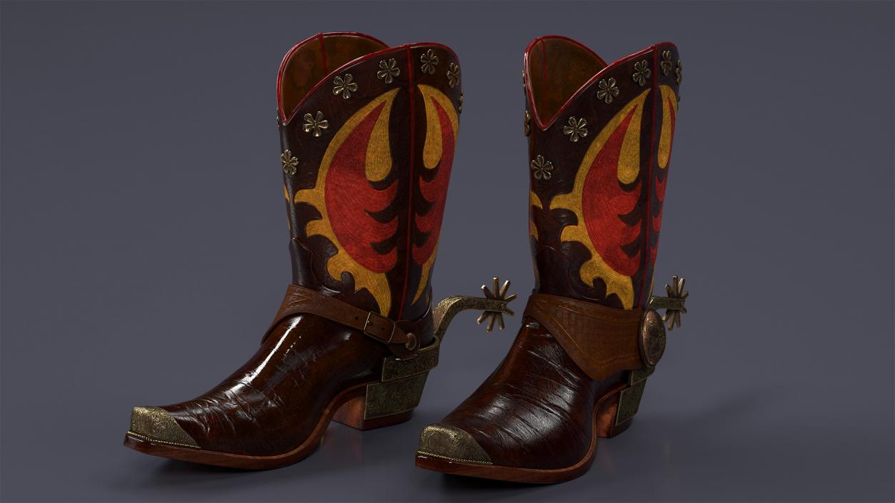 3D model Western Cowboy Boots with Spur