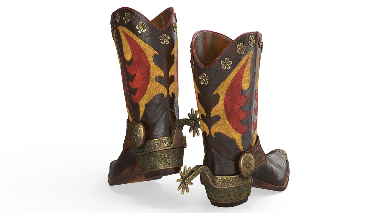 3D model Western Cowboy Boots with Spur