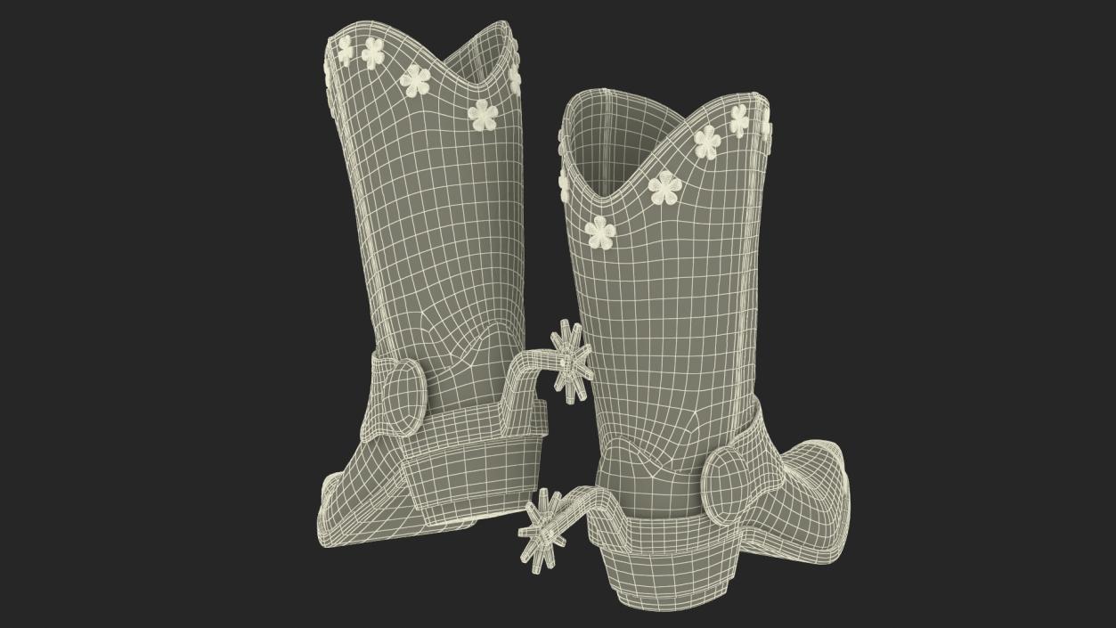 3D model Western Cowboy Boots with Spur