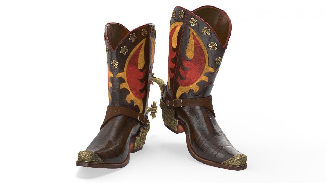 3D model Western Cowboy Boots with Spur