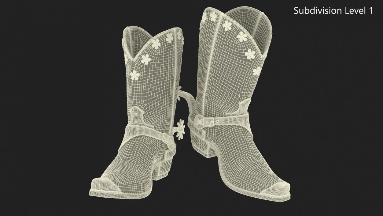 3D model Western Cowboy Boots with Spur