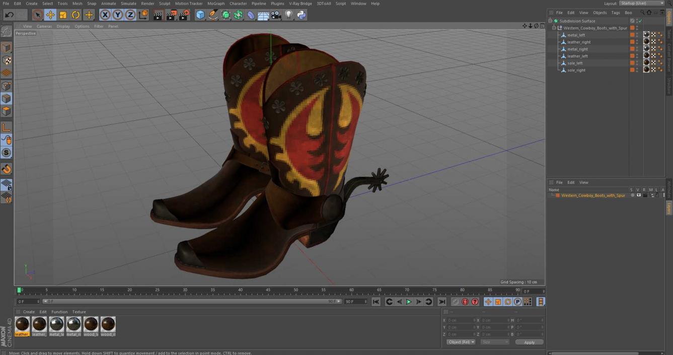 3D model Western Cowboy Boots with Spur