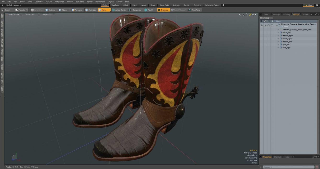 3D model Western Cowboy Boots with Spur