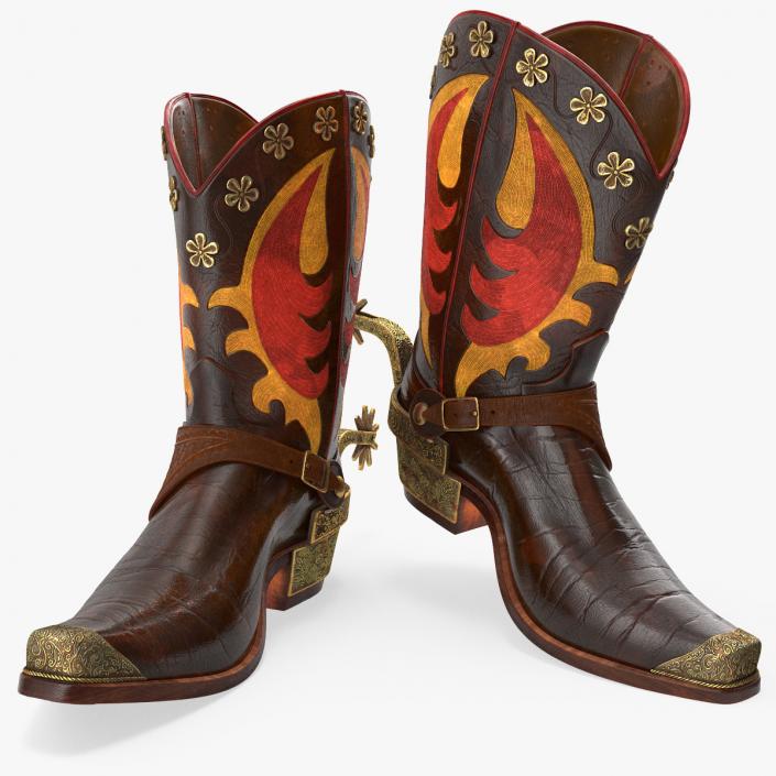 3D model Western Cowboy Boots with Spur